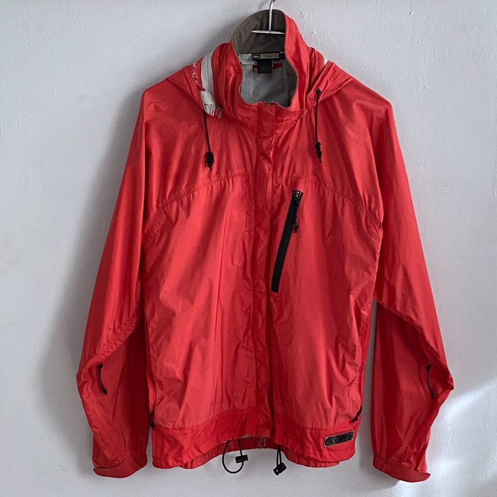 REI Rain Jacket E1 Elements Full Zip Red Hooded Windbreaker Shell Women's XL